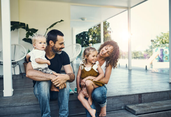 Parents with their children