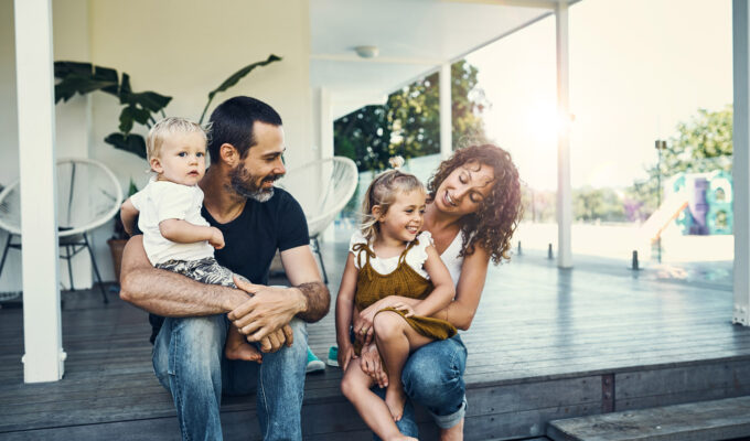 Parents with their children